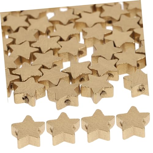 HOMSFOU 100 Stk. Fünfzackige Stern Holzscheiben Diy Holzperlen mit Loch Umweltfreundlich Dicke Holzsterne für Basteln Mathematik Unterricht Anhänger Jungen Mädchen Zubehör Goldfarben von HOMSFOU
