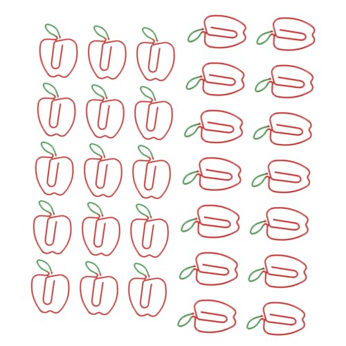 HOMSFOU 100 Stück Apfel Büroklammern Metall Memo Clips Clips für Büro Dokumentenorganisation Starkes Halten Kreative Geschenkidee für Arbeitsplatz und Journaling von HOMSFOU