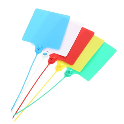 HOMSFOU 100 Stück Bunte Versandanhänger mit Kabelbindern Leichte Beschreibbare Etiketten für Gepäck Klassifizierung und Lebensmittel PP Rot Gelb Blau Grün Weiß von HOMSFOU