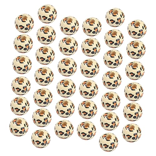HOMSFOU 100 Stück DIY Holzperlen mit Leopardenmuster Bunte Dekorative Perlen für Schmuckherstellung Armbänder und Bastelprojekte Glatte Oberfläche für Kreative Bastelideen von HOMSFOU