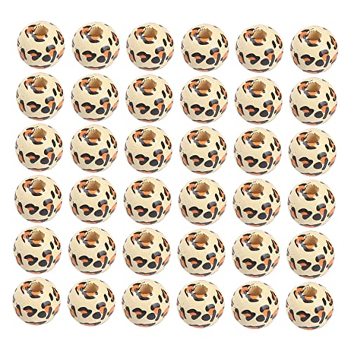 HOMSFOU 100 Stück DIY Holzperlen mit Leopardenmuster Kreative Bastelperlen für Schmuckherstellung Armbänder und Hautfreundliches Material Glatte Oberfläche Vielseitig Einsetzbar von HOMSFOU