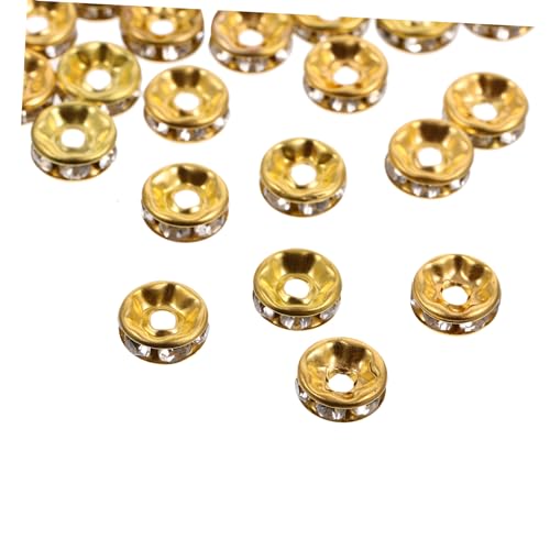 HOMSFOU 100 Stück Diy Spacer Beads Rondelle Schmuckperlen mit Strass Goldene und Weiße Perlen für Armbänder und Bastelprojekte HOMSFOU 100 Stück Diy Spacer Beads Rondelle Schmuckperlen mit Strass Goldene und Weiße Perlen für Armbänder und Bastelprojekte von HOMSFOU