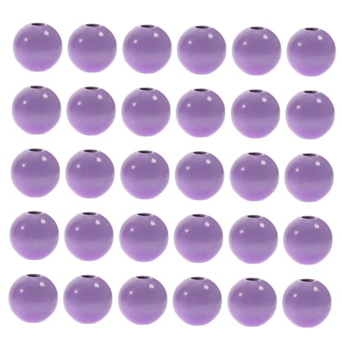 HOMSFOU 100 Stück Festes Holzarmband -Perlen klein dekorative Perlen Perlen zum Basteln groß Charme aus Holzperlen runde Holzperlen Schmuck Dekoration DIY Schmuck lose Perlen Violett von HOMSFOU