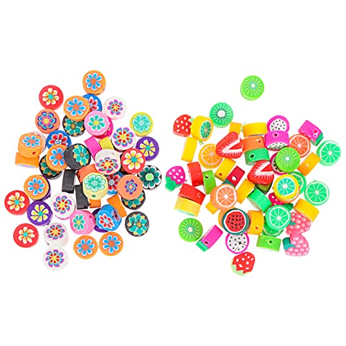 HOMSFOU 100 Stück Frucht Design Perlen Polymer Clay Bunte Diy Bastelperlen für Armbänder und Mehr für Kreative Kinderprojekte Mixed von HOMSFOU