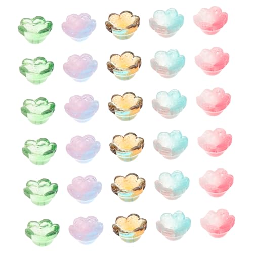 HOMSFOU 100 Stück Glas-glockenblumenperlen mit Farbverlauf Handgefertigte Petal-charms aus Kratzfestem Glas Bunte DIY Perlen für Armbänder Halsketten Ohrringe Bastelset für Schmuckprojekte von HOMSFOU