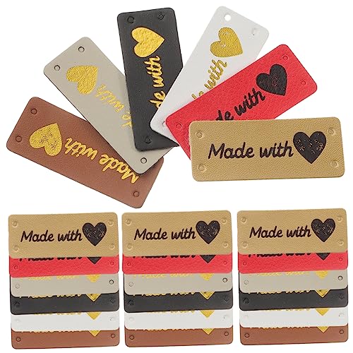 HOMSFOU 100 Stück Handgemachte PU Lederetiketten Vielseitige Nählabels für Jeans Taschen Hüte und Mehr Rot Schwarz Gelb Weiß Schokolade für Diy Projekte und Kreative Handarbeiten von HOMSFOU
