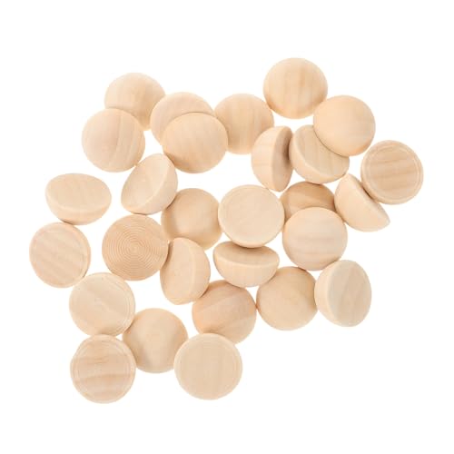 HOMSFOU 100 Stück Hölzerne Perlenhandwerksvorräte Geformt Machen Gartenbälle Runden Buchsbaum Für Kugeln Unvollendet Basteln Groß Dekoration Klein Halbrunde Holzperlen Bastelperle Beige von HOMSFOU