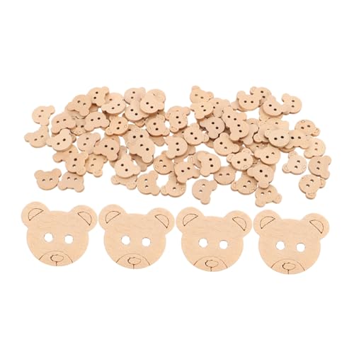 HOMSFOU 100 Stück Holzknöpfe Bärenform Unbehandelte Holzknöpfe mit Löchern für DIY Bastelbedarf und Scrapbooking für Kreative Kinderhandarbeiten von HOMSFOU