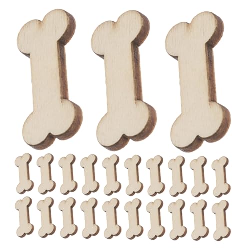 HOMSFOU 100 Stück Hundeknochen dekoratives Holzstück Holz leere unfertiges Zeichen unfertige leere Holzscheiben Holzausschnitte Welpen -Haustierwanddekoration Buchsbaum Khaki von HOMSFOU