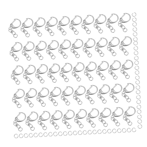 HOMSFOU 100 Stück Karabinerhaken Mit Ringen Metallklauenverschluss Mit Kette Federkarabinerhaken Runde Drehverschlusshaken Metall Schlüsselring Karabinerhaken Schlüsselanhänger HOMSFOU 100 Stück Karabinerhaken Mit Ringen Metallklauenverschluss Mit Kette Federkarabinerhaken Runde Drehverschlusshaken Metall Schlüsselring Karabinerhaken Schlüsselanhänger von HOMSFOU