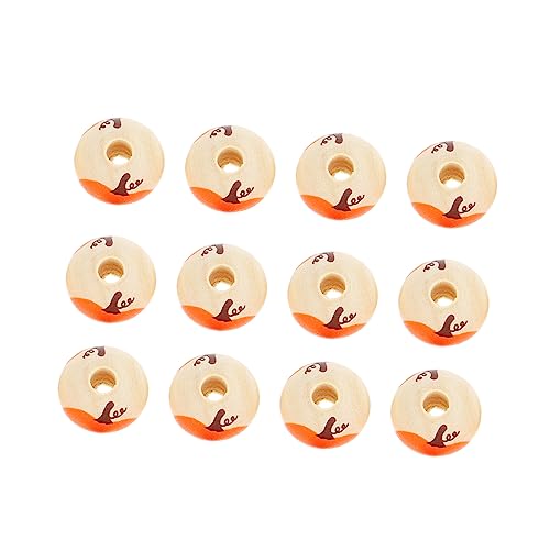 HOMSFOU 100 Stück Karierte Holzperlen Kürbisform Orange Halloween Bastelperlen für Schmuckherstellung Wanddekoration Türanhänger Diy Zubehör von HOMSFOU