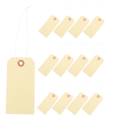 HOMSFOU 100 Stück Leeres Papieretikett hängende Papieranhänger Anhänger zum Aufhängen von Schmuck Schlüssel groß Preisetikett Tag Tags für Kleidung Kettenanhänger aus Papier Gelb von HOMSFOU