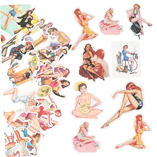 HOMSFOU 100 Stück Mädchen-Aufkleber Notebook-Aufkleber Computer-Aufkleber Skateboard-Aufkleber Vintage Lady Sticker Pinup-Girl-Aufkleber Speichern Gefälscht wasserdichte PVC-Aufkleber von HOMSFOU