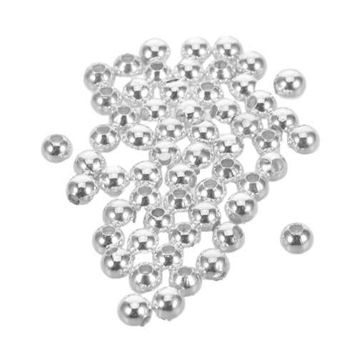 HOMSFOU 100 Stück Metallperlen Diy Bastelperlen Schmuck Abstandsperlen Runde Kugelabstandsperlen Runde Lose Abstandsperlen Halskette Anhänger Perlen Silber von HOMSFOU