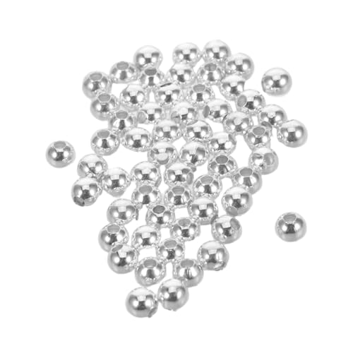 HOMSFOU 100 Stück Metallperlen Halskettenhalterperlen Armbandabstandshalter Zubehör zur Schmuckherstellung Mini -Metallhalterperle Ohrring-Schmuck-Erkenntnisse runde Abstandsperlen Silber von HOMSFOU