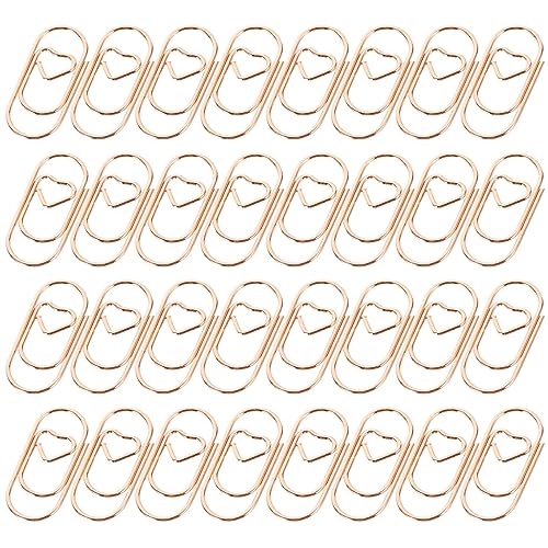 HOMSFOU 100 Stück Mini Herz Büroklammern Roségold Flexible Clips für Zuhause Büro Stricken und Lesen Dekorative Langlebige Klammern für Notizen und Fotos von HOMSFOU