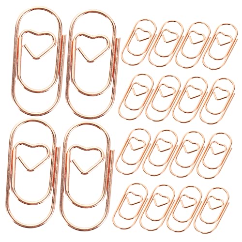 HOMSFOU 100 Stück Mini Herzförmige Büroklammern Roségoldene Deko Clips für Dokumente Notizen und DIY Projekte Praktische und Süße Clips für Büro und Schule von HOMSFOU