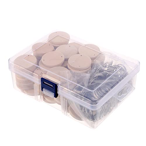 HOMSFOU 100 Stück Runde Holzscheiben Set mit Schlüsselanhänger Natürliche Holzplättchen für Diy Bastelprojekte Langlebig und Praktisch für Dekoration und Kreative Gestaltung von HOMSFOU