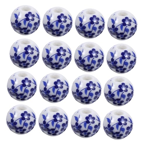 HOMSFOU 100 Stück Runde Keramikperlen mit Floralem Druck Große Spacer Beads zum Auffädeln Vielseitige Porzellanperlen für DIY Schmuckherstellung Armbänder Halsketten Bastelset von HOMSFOU