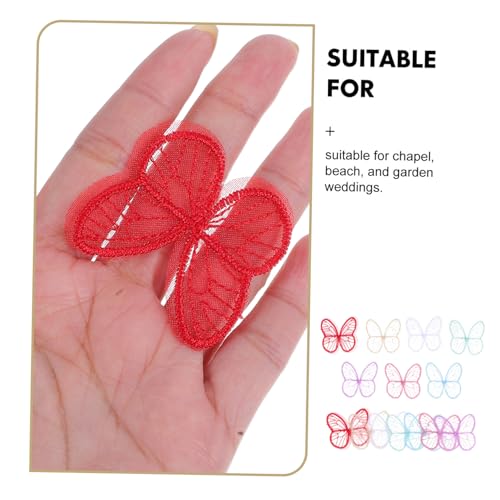 HOMSFOU 100 Stück Schmetterling Spitze Applikation Stickerei Patch zum Aufnähen Farbige Bestickte Spitzen-dekoration für Brautkleider DIY Hochzeitskleidung und Haaraccessoires von HOMSFOU
