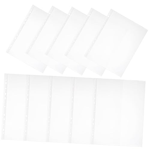 HOMSFOU 100 Stück Schutzfilm Grundlagen Beschützer Ärmel Papier Ordner Löcher Taschen Buchseite Lose Bindemittel Mini Transparente Aktenhalter Fotoseitenschutz Klarer Seitenschutz Pp von HOMSFOU