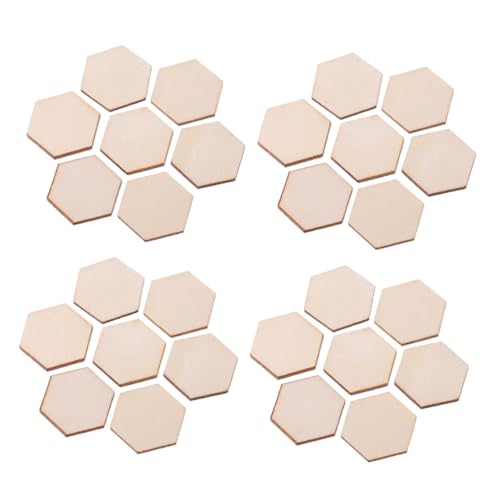 HOMSFOU 100 Stück Sechseckige Holzscheiben Unbehandelt DIY Holzstücken für Bastelprojekte Blanko Holzverzierungen für Scrapbooking und Dekoration Holzplatten von HOMSFOU