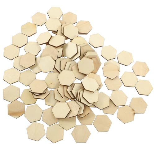 HOMSFOU 100 Stück Sechseckige Holzscheiben Unbehandelte Holzstücke für DIY Bastelprojekte Umweltfreundliche Holzplatten für Kreative Dekoration und Handwerk von HOMSFOU