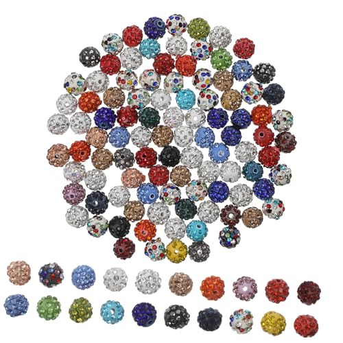 HOMSFOU 100 Stück Shambhala-perlen Herstellung Funkelnd Sortiert Reiz Farbig Flache Runde Lose Perlen Für Handwerk Runden Loch Halskette Perlen Zum Basteln Mit Klein Gold Polymer-ton von HOMSFOU