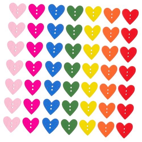 HOMSFOU 100 Stück Teiliges Bunte Herzknöpfe aus Holz für DIY Bastelprojekte Farbenfrohe Herzform Knöpfe zum Nähen von Kleidung Dekorative Holzknöpfe für Accessoires und Wohnkultur von HOMSFOU