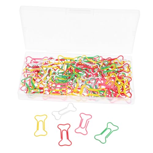 HOMSFOU 100 Stück Teiliges Bunte Metall Büroklammern Knochenform mit Aufbewahrungsbox Langlebige Praktische Lesezeichen und Papierhalter für Büro Schule Notizbücher und Aktenorganisation von HOMSFOU