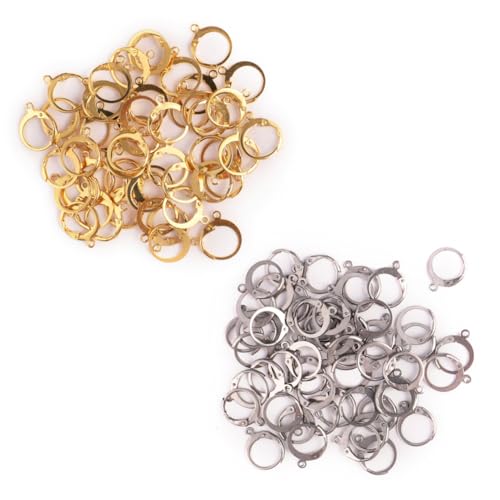 HOMSFOU 100 Stück Teiliges DIY Schmuckzubehör Edelstahl Ohrhaken Ohrringhaken für Damen Mädchen Gold und Silber Langlebig und Sicher für Individuelle Ohrringgestaltung HOMSFOU 100 Stück Teiliges DIY Schmuckzubehör Edelstahl Ohrhaken Ohrringhaken für Damen Mädchen Gold und Silber Langlebig und Sicher für Individuelle Ohrringgestaltung von HOMSFOU