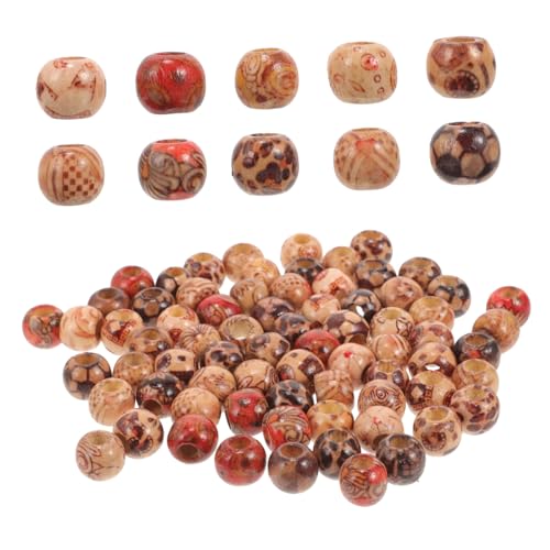 HOMSFOU 100 Stück Vintage Holzperlen Runde Diy Bastelperlen für Schmuckherstellung Armbänder und für Kreative Projekte und Handarbeiten Mischpackung von HOMSFOU