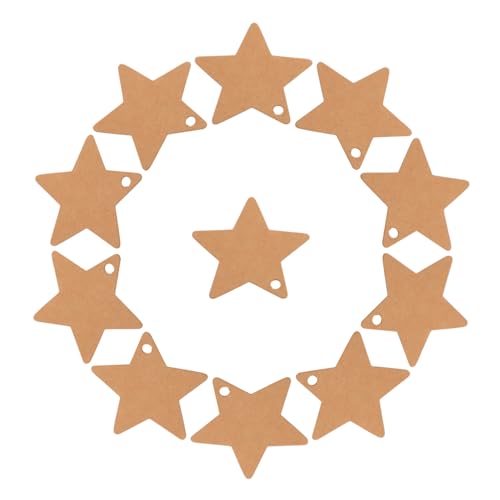 HOMSFOU 100 Stück handgefertigter Anhänger Herzkarten-Tags handgemachte Tags zum Häkeln Halloween-Tags Sterne-Geschenkanhänger schlichte Geschenkanhänger Papier Brown von HOMSFOU
