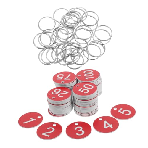 HOMSFOU 100 Stücke Digitale Label Tag Schild Identifikation Nummer Etiketten Anzahl Keychain Rot Abs von HOMSFOU