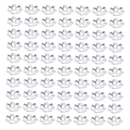 HOMSFOU 1000 Stück Endkappen für Schmuckherstellung Blütenförmige Eisen Perlenkappen Dekorative Spacer Beads für Diy Armbänder Halsketten Handwerkszubehör Silber von HOMSFOU