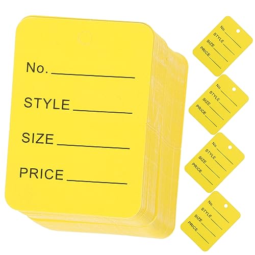 HOMSFOU 1000 Stück Preisschild Kleidungsetiketten Papier Kleideretiketten Stichworte Mini hängende Tags hängendes Etikett Markierungsschild hängender Tag-Anhänger Yellow von HOMSFOU