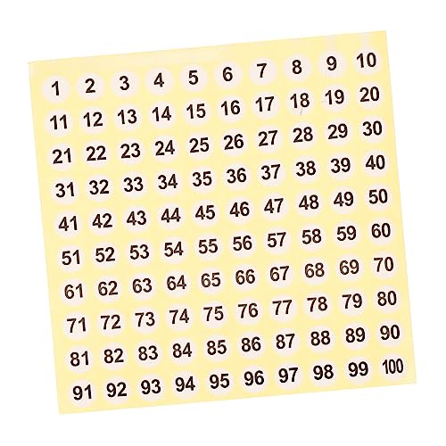 HOMSFOU 100Stücke Selbstklebende Seriennummer Aufkleber Runde Papiernummern Aufkleber Abnehmbar für Etikettierung von Kleidung Werkzeugkästen Mülleimern von HOMSFOU