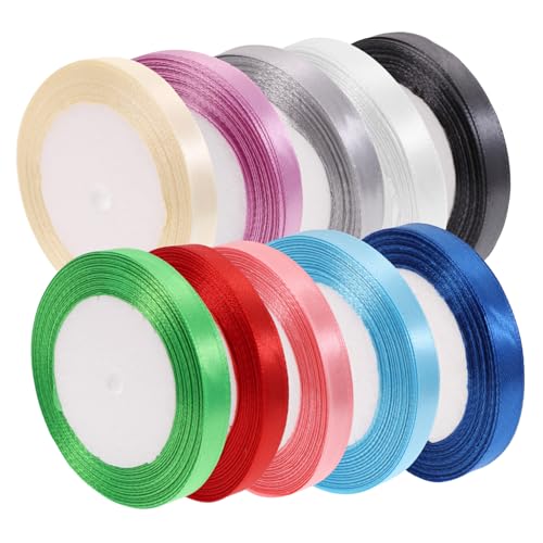 HOMSFOU 10Rollen Dekorative Geschenkbänder Satin für DIY Handwerk Blumenarrangements und Geschenkverpackungen für Partys und Besondere Anlässe von HOMSFOU