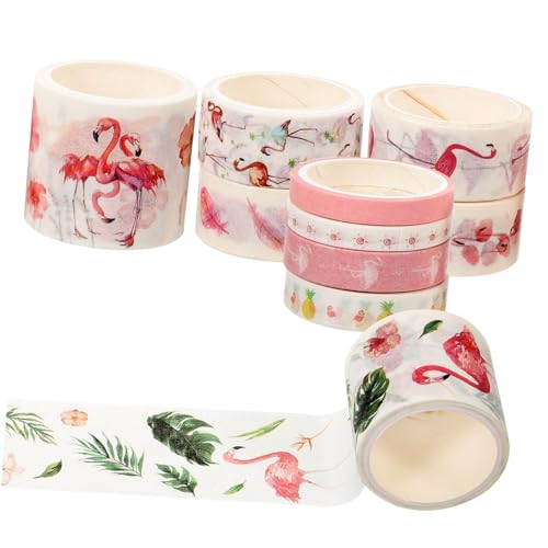 HOMSFOU 10Rollen Vintage Washi Tape mit Flamingo Muster Dekoratives Klebeband für Scrapbooking DIY Projekte und Gestaltung für Journale von HOMSFOU