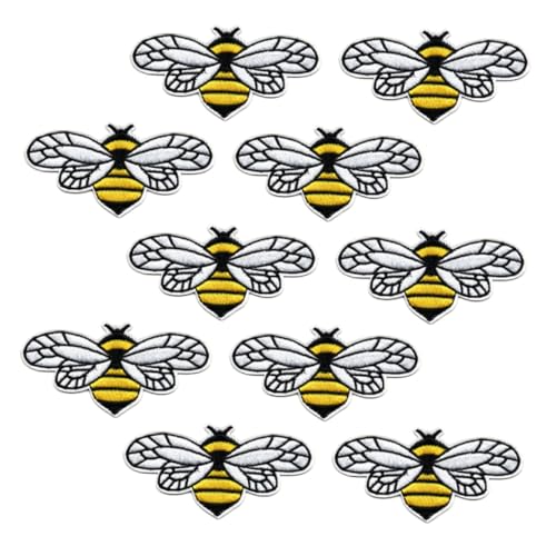HOMSFOU 10Stücke Cartoon Bienen Patches Teiliges Gestickte Aufnäher für DIY Kostümdekoration Selbstklebende Flicken zur Reparatur von Kleidung für Taschen Jeans und Mehr von HOMSFOU
