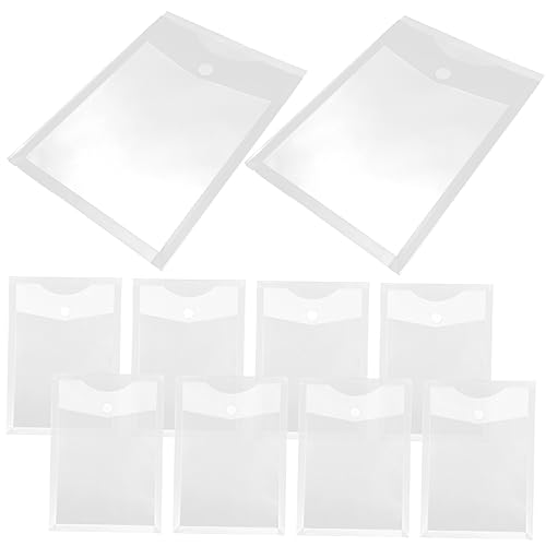 HOMSFOU 10Stücke Dokumenten Aufbewahrungstaschen mit Druckknopf Durchsichtige Aktentaschen für Büro und Schule Vielseitige Organizer für Schreibwaren und Unterlagen von HOMSFOU