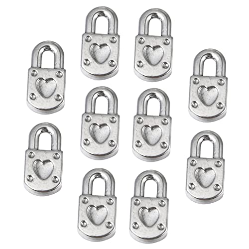 HOMSFOU 10Stücke Herzschloss Anhänger DIY Schmuck Zubehör Für Halsketten Armbänder Ohrringe Basteln Und Dekoration Exquisites Design Vielseitig Einsetzbar von HOMSFOU