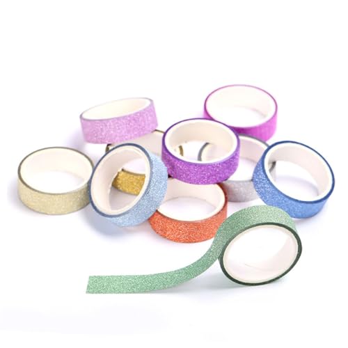 HOMSFOU 10Stücke Teiliges Glänzendes Klebeband Bunten Farben Für DIY Dekoration Geschenkverpackung Und Bastelprojekte Abdeckband Ohne Rückstände Für Scrapbooking von HOMSFOU