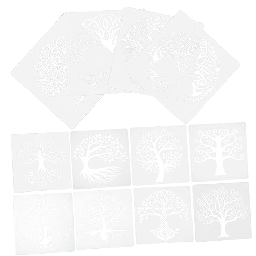 HOMSFOU 12 Blatt Lebensbaum-Vorlage Blattschablone Baum des Lebens Schablone Malerei Schablonenmuster hohle Zeichnungsvorlage Malschablone Malutensilien das Haustier Weiß von HOMSFOU