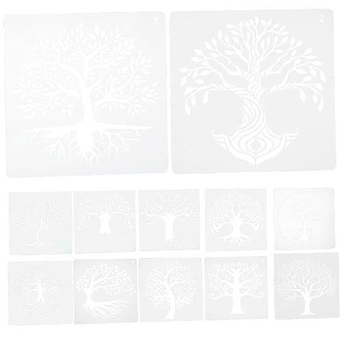 HOMSFOU 12 Blatt Schablonen Wiederverwendbare Malschablonen für Diy Wanddekoration Baummuster Vorlagen zum Zeichnen und Praktisch für Anfänger und Künstler von HOMSFOU
