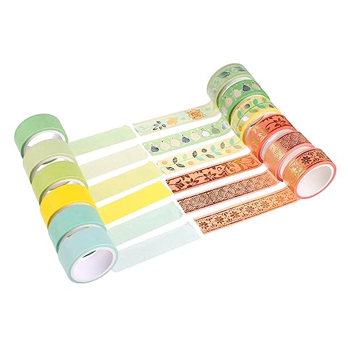 HOMSFOU 12 Rollen Heißpräge-Washi-Tape Scrapbooking-Dekorationszubehör dekoratives klebeband für einklebebuch Washi Tape aus Goldfolie DIY liefert Abdeckband für DIY Papier Gelb von HOMSFOU