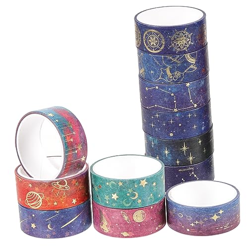 HOMSFOU 12 Rollen Sternenhimmel Washi Tape Scrapbook-Washi-Aufkleber Washi-Tape-Masse Scrapbooking Washi Tape Journal -Aufkleber Band Scrapbook -Aufkleber Sammelalbum liefert Flüsterpapier von HOMSFOU