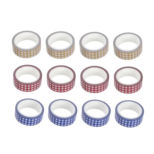 HOMSFOU 12 Rollen Vintage Washi Tapes mit Gitterdesign Klebebänder für Notizbücher Scrapbooking und DIY Projekte in Rot Blau und Gelb für Kreative Dekorationen HOMSFOU 12 Rollen Vintage Washi Tapes mit Gitterdesign Klebebänder für Notizbücher Scrapbooking und DIY Projekte in Rot Blau und Gelb für Kreative Dekorationen von HOMSFOU