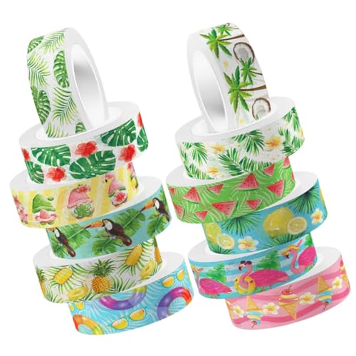 HOMSFOU 12 Rollen Washi Tape Dekoratives Klebeband für Diy Scrapbooking Grün Transparent Einfach Verzieren von Tagebüchern Kartons und Bastelprojekten von HOMSFOU