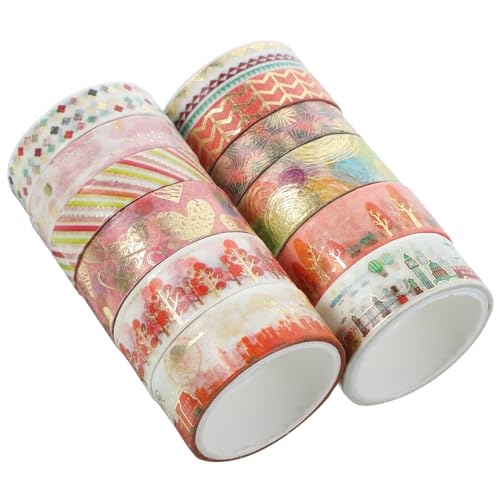 HOMSFOU 12 Rollen Washi Tape Dekoratives Klebeband für Scrapbooking und Diy Goldene Foliendruck Design Bastelzubehör für Journals und Karten von HOMSFOU